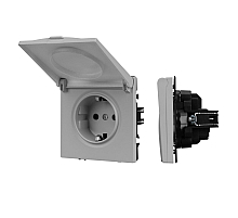 Розетка зк со шторками и крышкой софт-тач никель Arlight SCT-MCP-SFPL-IS (250V, 16A) 059441(1)