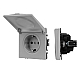Розетка зк со шторками и крышкой софт-тач никель Arlight SCT-MCP-SFPL-IS (250V, 16A) 059441(1)