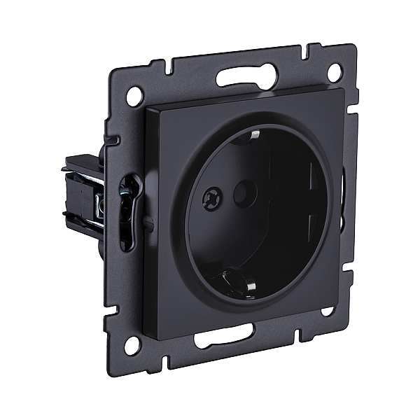 Розетка штепсельная SCHUKO 16A/250 В, черный матовый Kollinger REA-002BM для Aspekt, Eleganz, Reflex