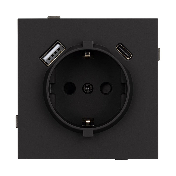 Механизм розетки с USB зарядкой Arlight SCT-TENDO-MUAC-SFPL-BK (230V, 16A) 054607