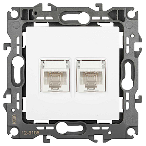 Розетка компьютерная двойная RJ45 Эра 12-3108-01М Б0065686