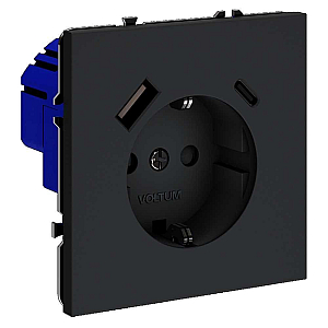 Розетка с USB, A+C Voltum S70 VLS040507 (графит)