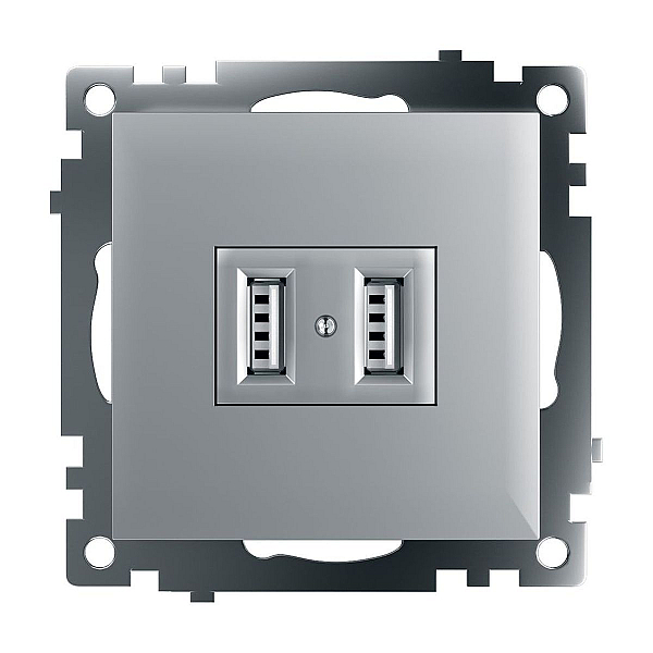 Розетка 2хUSB Stekker Катрин серебро GLS10-7115-03 39588
