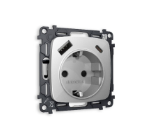 Комплект механизма розетки 2USB A+C 20W (быстрая зарядка) с/з Ambrella Volt Omega MO410010