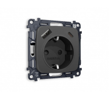 Комплект механизма розетки 2USB A+C 20W (быстрая зарядка) с/з Ambrella Volt Omega MO910010