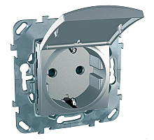 Розетка Schneider Electric Unica с/з со шторкамии крышкой 16A 250V MGU5.037.30TAZD