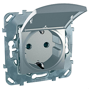 Розетка Schneider Electric Unica с/з со шторкамии крышкой 16A 250V MGU5.037.30TAZD