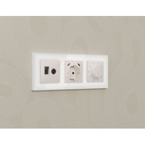 Комплект механизма розетки компьютерной + TV оконечной RJ-45 с автоматической защитной шторкой Alfa Жемчуг Quant Ambrella Volt MA212510 (AP2125, VM195)