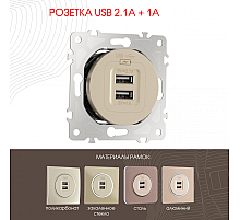 Розетка USB 2.1А+1А Arte Milano 202.46-1.shampan