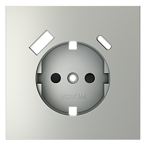 Накладка для розетки с заземлением и защитными шторками, с USB A+C Voltum S70 (сталь) VLS001005