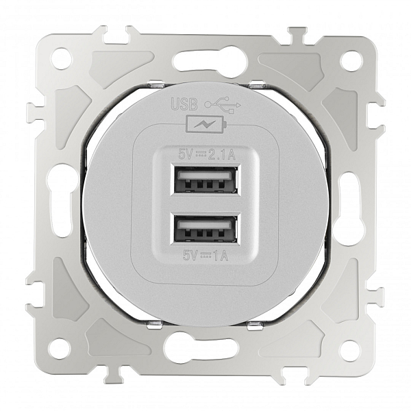 Розетка USB 2.1А+1А Arte Milano 202.46-1.silver