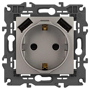 Розетка со шторками с 2xUSB Эра Elegance 14-4109-16 Б0065775