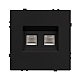 Розетка телефонная двойная софт-тач черный оникс Arlight SCT-MTL2-SFPL-BK (2хRJ-11, 4C) 054309(1)