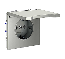 Розетка с защитными шторками и крышкой Voltum S70 VLS040305 (сталь)