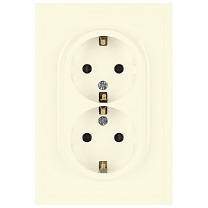 Розетка Эра Galaxy 15-2105-02 с заземлением двойная 2X2P+E Schuko со шторками IP20 16А-250В слоновая кость Б0070699