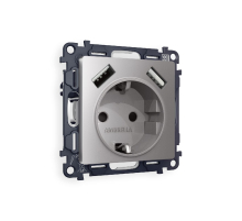 Комплект механизма розетки 2USB A+A 18W (быстрая зарядка) с/з Ambrella Volt Alfa MA509010