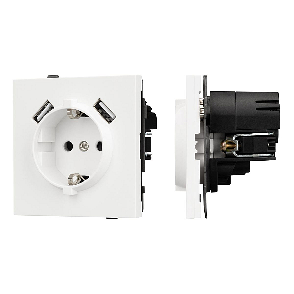 Механизм розетки с USB зарядкой Arlight SCT-TENDO-MUAA-SFPL-WH (230V, 16A) 054606