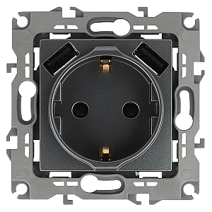 Розетка 2P+E со шторками и 2xUSB Эра 12-4109-12 Б0047846