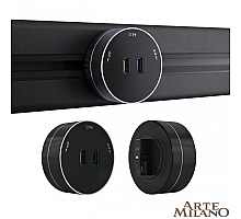 Трековая розетка Arte Milano Am-track-sockets 380011TS/USBx2 Black