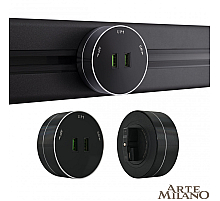 Трековая розетка Arte Milano Am-track-sockets 380011TS/USBx2 Black