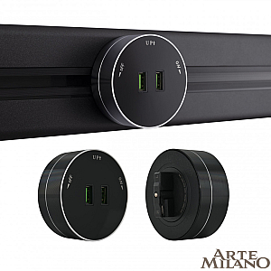 Трековая розетка Arte Milano Am-track-sockets 380011TS/USBx2 Black