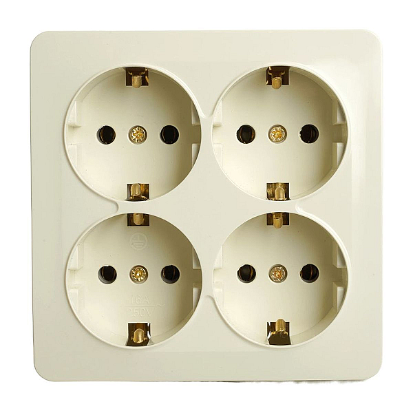 Розетка 4-местная 2P+PE Stekker София слоновая кость MST16-14S-04 49509