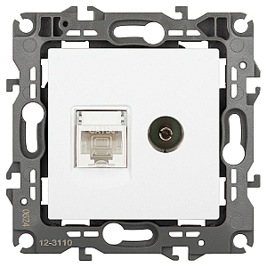 Розетка комбинированная RJ45+TV Эра 12-3110-01М Б0065691