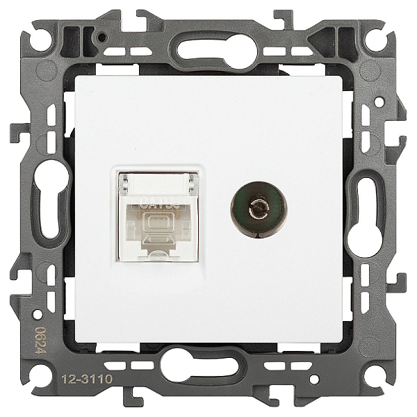 Розетка ЭРА Серия 12 12-3110-01М комбинированная RJ45+TV, белый матовый Б0065691
