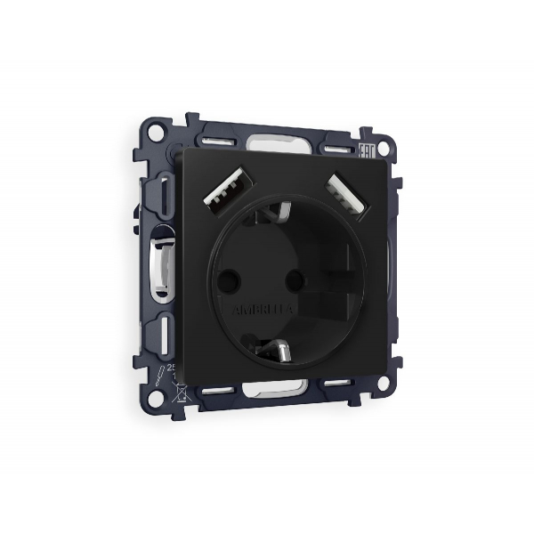 Комплект механизма розетки 2USB A+A 18W (быстрая зарядка) с/з Ambrella Volt Alfa MA809010 Комплект механизма розетки 2USB A+A 18W (быстрая зарядка) с/з Ambrella Volt Alfa MA809010