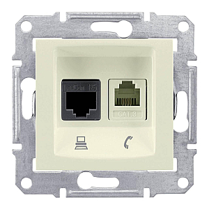 Розетка телефонная RJ-11 и Ethernet RJ-45 Schneider Electric Sedna UTP SDN5100147