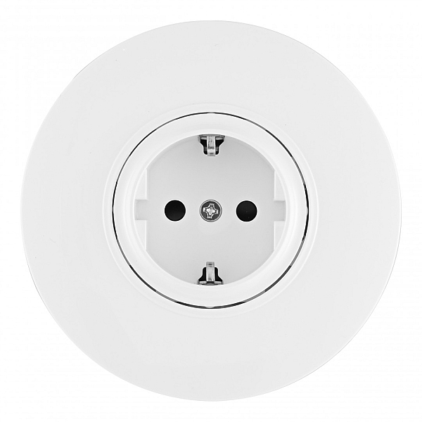 Розетка круглая с/з и шторками и рамкой Arte Milano SET08-1-40-1 white