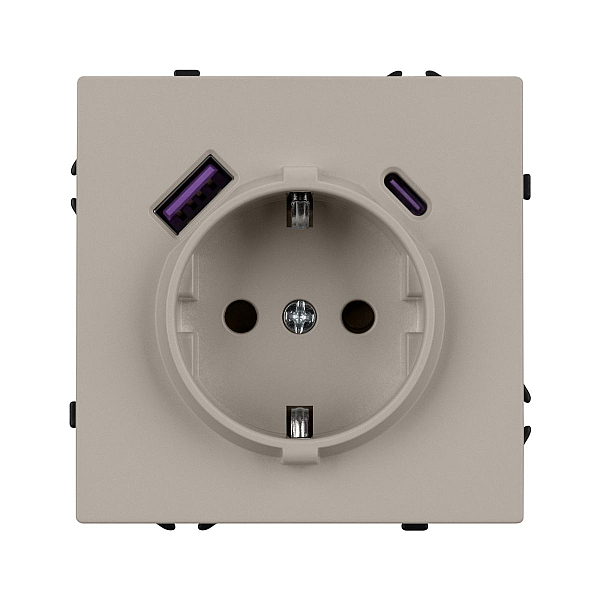 Розетка зк со шторками с USB тип А+С софт-тач кашемир Arlight SCT-MUAC-SFPL-CA (250V, 16A) 059444(1)