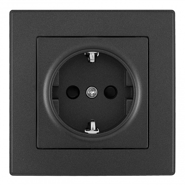Комплект розетки с/з и шторками и рамкой Arte Milano SET06-1-40-1 black