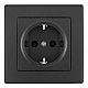 Комплект розетки с/з и шторками и рамкой Arte Milano SET06-1-40-1 black