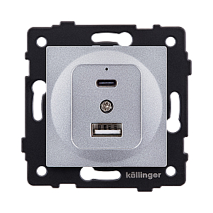 Розетка USB A+C 20W, серый Kollinger REA-037GY для Aspekt, Eleganz, Reflex