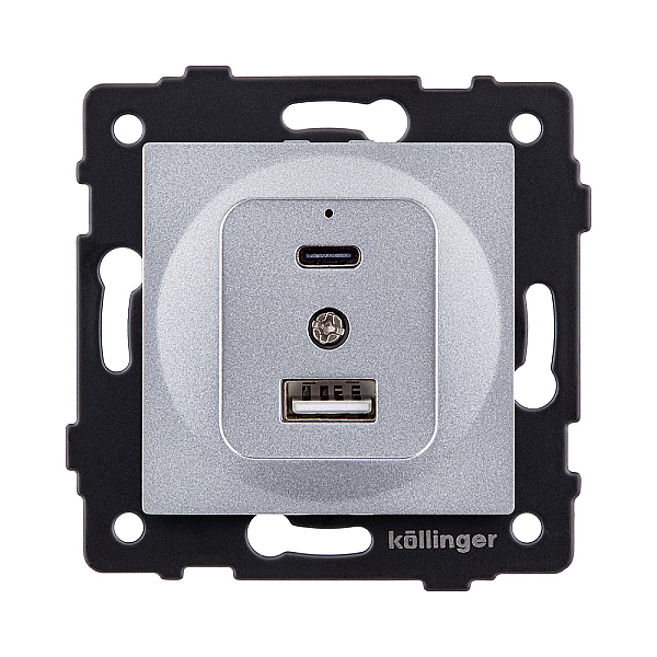 Розетка USB A+C 20W, серый Kollinger REA-037GY для Aspekt, Eleganz, Reflex