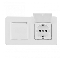 Розетка двойная (двухпостовая) с/з и шторками Arte Milano SET16-2-41-1x2 white