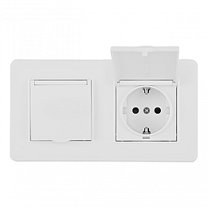 Розетка двойная (двухпостовая) с/з и шторками Arte Milano SET16-2-41-1x2 white
