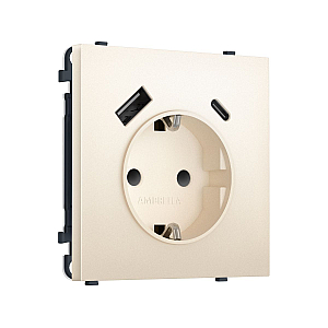 Комплект механизма электрической розетки SIGMA Жемчужно-кремовый 2USB A+C 20W Ambrella Volt MS250010 (SP2500, PR160)