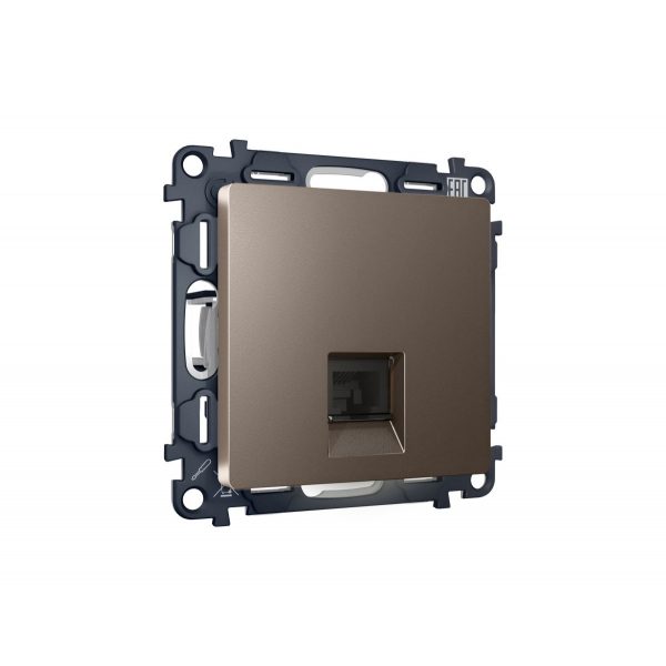 Комплект мех-ма компьютерной розетки RJ-45 экранированной с автоматической защитной шторкой Alfa Темная бронза матовый Quant Ambrella Volt MA642005 (AP6420, VM185)