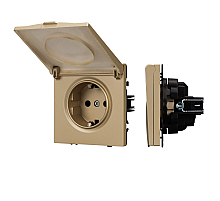 Розетка зк со шторками и крышкой софт-тач золотой песок Arlight SCT-MCP-SFPL-GD (250V, 16A) 054282(1)