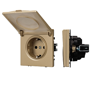 Розетка зк со шторками и крышкой софт-тач золотой песок Arlight SCT-MCP-SFPL-GD (250V, 16A) 054282(1)