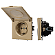 Розетка зк со шторками и крышкой софт-тач золотой песок Arlight SCT-MCP-SFPL-GD (250V, 16A) 054282(1)