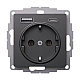 Розетка 16А с 2 USB A+C, 5В/2,4А/3,0А, 2х5В/1,5А, Systeme Electric AtlasDesign Базальт ATN001432