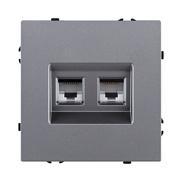 Розетка двойная Ethernet RJ45 Cat.6, серый Kollinger Eclipse EC-018GY