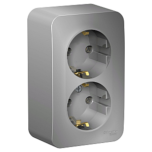 Розетка 2-ая с/з без шторок 16А, 250В, изолир. Пластина Systeme Electric Blanca наруж Алюминий BLNRA010213