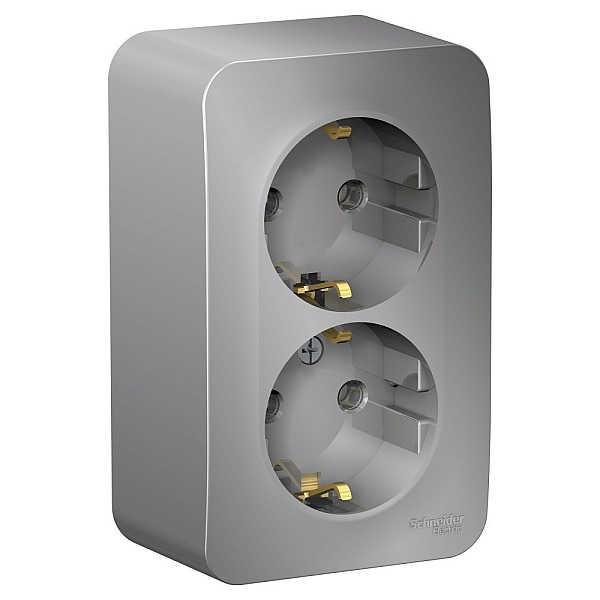 Розетка двойная 2К+З Systeme Electric Blanca 16A 250V алюминий BLNRA010213