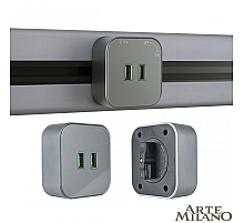 Трековая розетка Arte Milano Am-track-sockets 380022TS/USBx2 Grey
