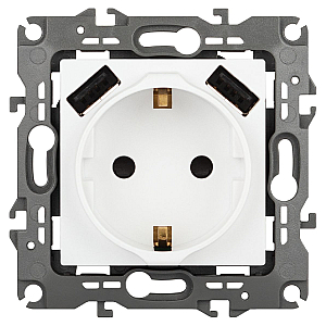 Розетка со шторами и 2 USB Эра 12-4109-01М Б0065728