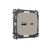 Комплект механизма розетки 2USB A+C 20W (быстрая зарядка) Ambrella Volt Omega MO371010